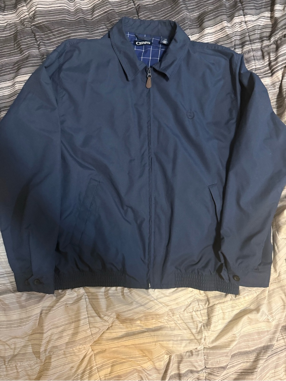 Chaps Men's Navy Zip-Front Bomber Jacket